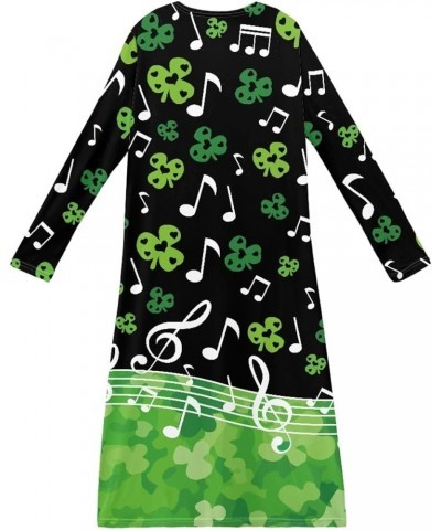 Women St. Patrick's Day Luck Shamrock Printed Open Front Long Sleeve Maxi Cardigans Outwear Music Notes Shamrock $13.20 Sweaters