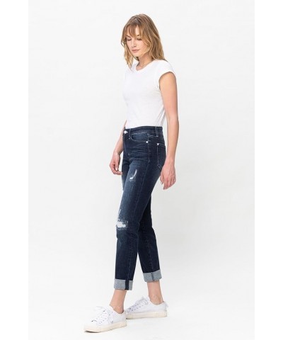 'Fiercely Bella Boutique' Mid-Rise Stitched Destroy, Double Cuffed Boyfriend Jeans (82478) Blue $41.33 Jeans