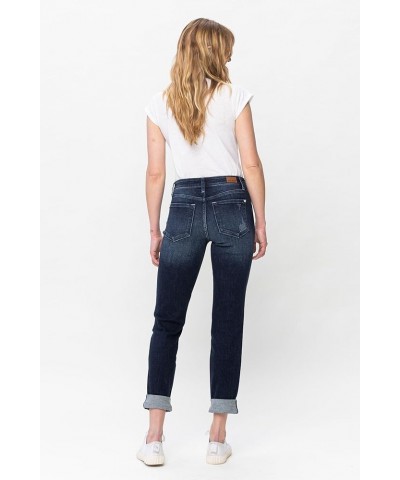 'Fiercely Bella Boutique' Mid-Rise Stitched Destroy, Double Cuffed Boyfriend Jeans (82478) Blue $41.33 Jeans