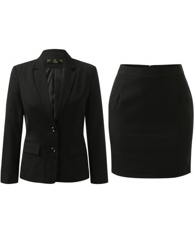 Women's Outfits 2 Piece Skirts Set Womens 2 Piece Suit Lady 2 Button Business Work Office Slim Fit Jacket Skirt Black $27.53 ...