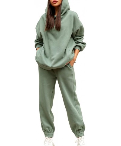 2 Pcs Women Sports Outfits，Casual Soild Color Sweat Suit，Hoodie+Sweatpants Tracksuits for Winter/Fall Green $17.28 Hoodies & ...