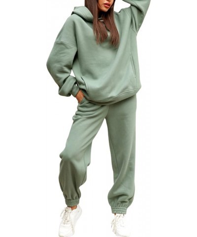 2 Pcs Women Sports Outfits，Casual Soild Color Sweat Suit，Hoodie+Sweatpants Tracksuits for Winter/Fall Green $17.28 Hoodies & ...