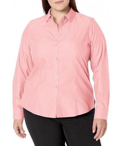 Women's Dianna Long Sleeve Solid Pinpoint Blouse Pink Peach $17.24 Blouses