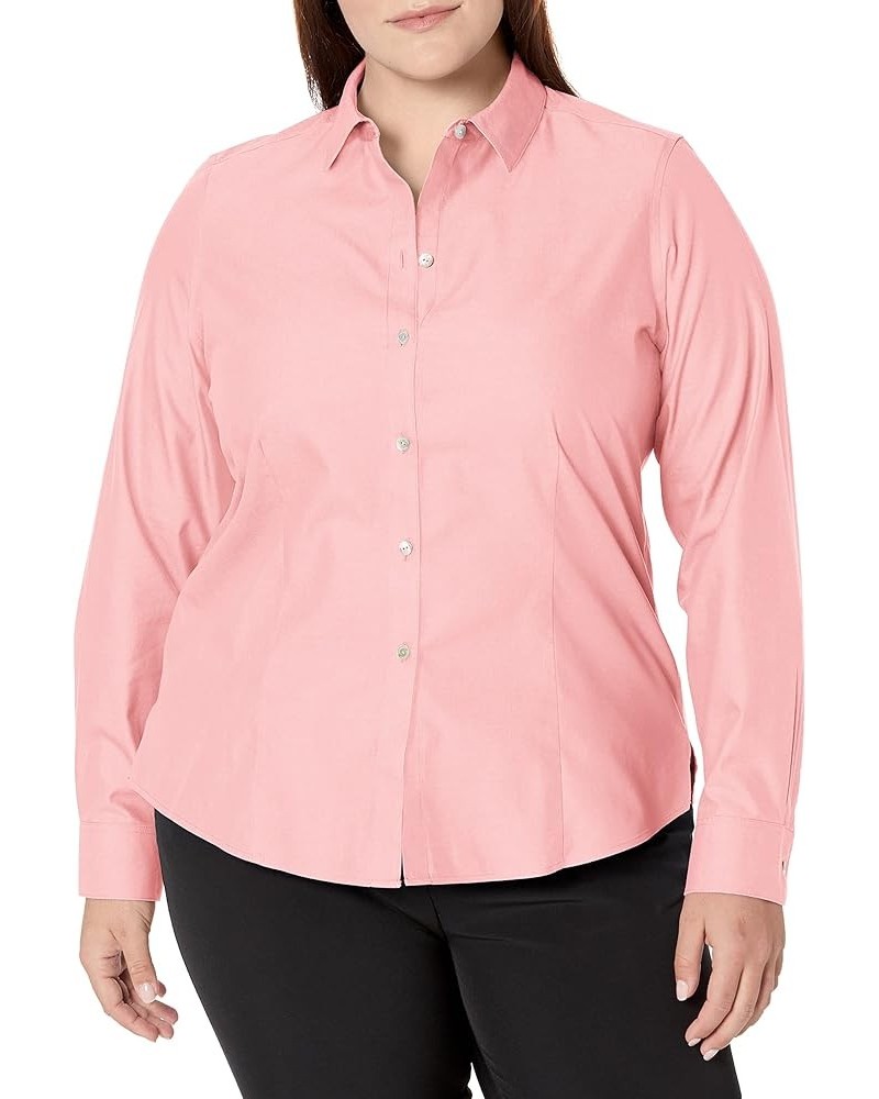 Women's Dianna Long Sleeve Solid Pinpoint Blouse Pink Peach $17.24 Blouses