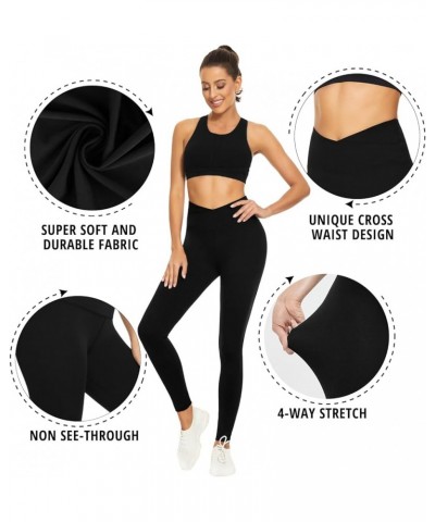 V Cross Waist Leggings for Women-Tummy Control Soft Workout Running High Waisted Non See Through Black Yoga Pants Capri-navy ...