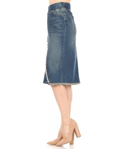 Women's Size High Waisted Shaping Pull-On Stretch Denim Mid Length Skirt (77560) Vintage Wash $15.59 Skirts