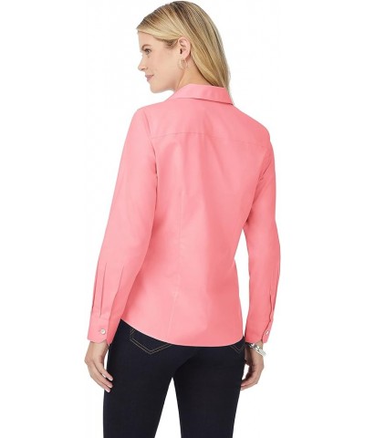 Women's Dianna Long Sleeve Solid Pinpoint Blouse Pink Peach $17.24 Blouses