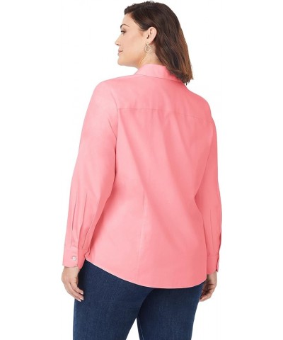 Women's Dianna Long Sleeve Solid Pinpoint Blouse Pink Peach $17.24 Blouses