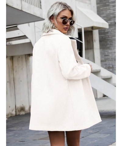 Winter Long Sleeve Cardigan Coat for Women Solid Double Breasted Lapel Collar Overcoat Fall Outwear White $27.89 Coats