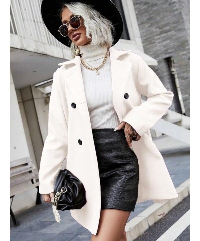 Winter Long Sleeve Cardigan Coat for Women Solid Double Breasted Lapel Collar Overcoat Fall Outwear White $27.89 Coats