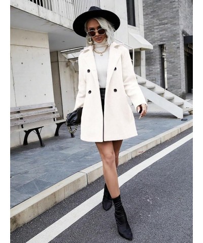 Winter Long Sleeve Cardigan Coat for Women Solid Double Breasted Lapel Collar Overcoat Fall Outwear White $27.89 Coats