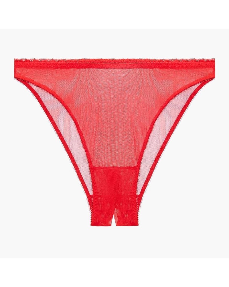 Women's Crotchless High Leg Bikini Goji Berry Red $10.77 Underwear