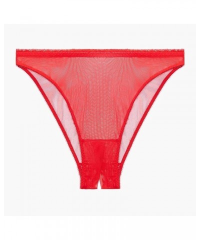 Women's Crotchless High Leg Bikini Goji Berry Red $10.77 Underwear