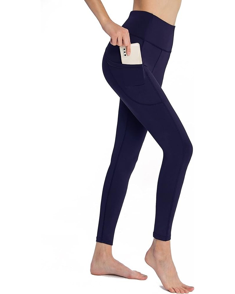 Yoga Pants with Pockets: Workout Leggings for Women High Waist Tummy Control - Yoga Leggings Quick Dry Navy Blue $10.80 Activ...