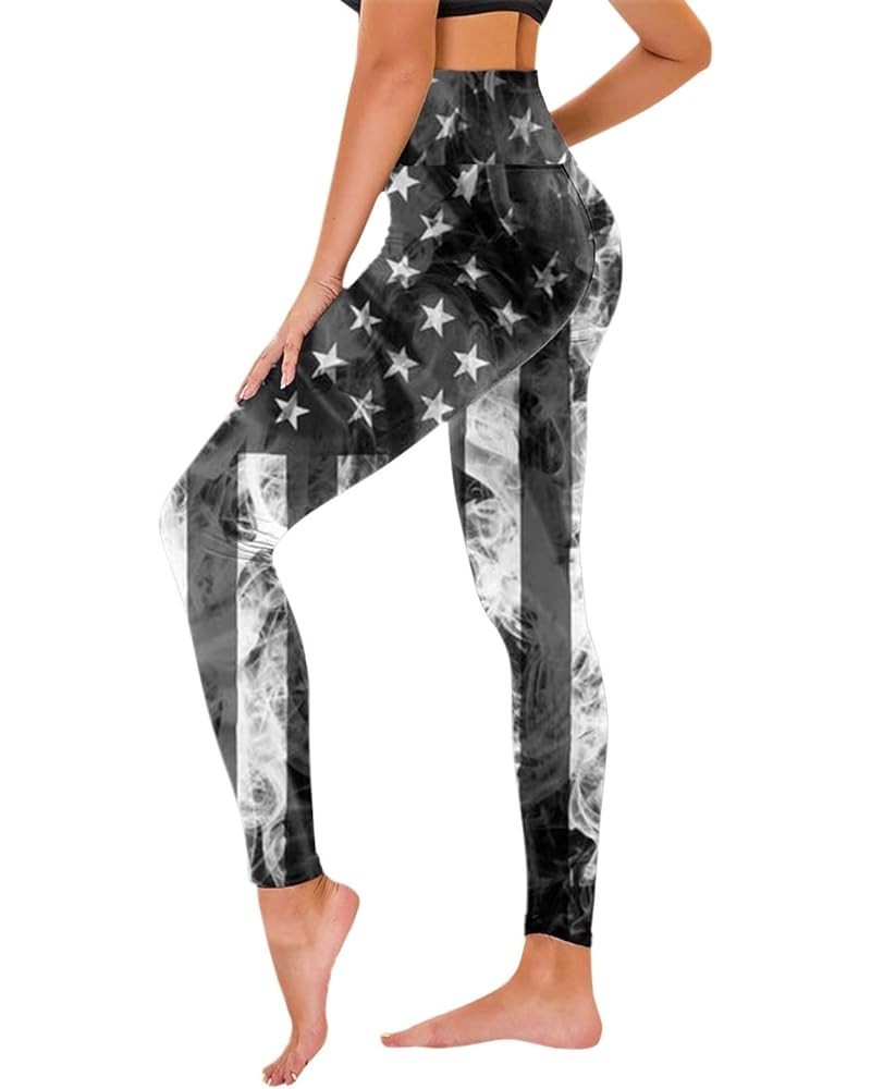 American Flag Athletic Leggings for Women July Fourth Independence Day Ultra Soft Colored Tights Patriotic USA Flag Black $11...