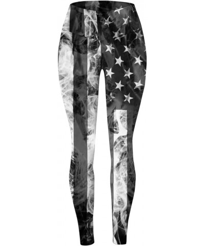 American Flag Athletic Leggings for Women July Fourth Independence Day Ultra Soft Colored Tights Patriotic USA Flag Black $11...