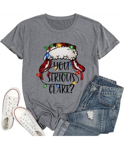 Christmas Shirts for Women Merry Letter Print Holiday T Shirts Casual Graphic Chrismas Vacation Tops Tee Gifts Grey29 $6.62 T...