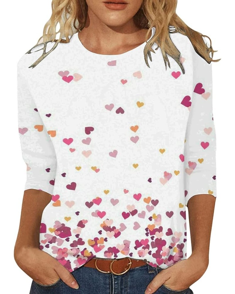 Valentine Shirts for Women 2024 Cute Love Heart Graphic 3/4 Sleeve Tunic Tops Crewneck Pullover Casual Tees Plus Size Blouses...