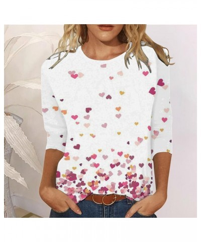 Valentine Shirts for Women 2024 Cute Love Heart Graphic 3/4 Sleeve Tunic Tops Crewneck Pullover Casual Tees Plus Size Blouses...