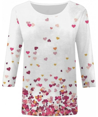 Valentine Shirts for Women 2024 Cute Love Heart Graphic 3/4 Sleeve Tunic Tops Crewneck Pullover Casual Tees Plus Size Blouses...