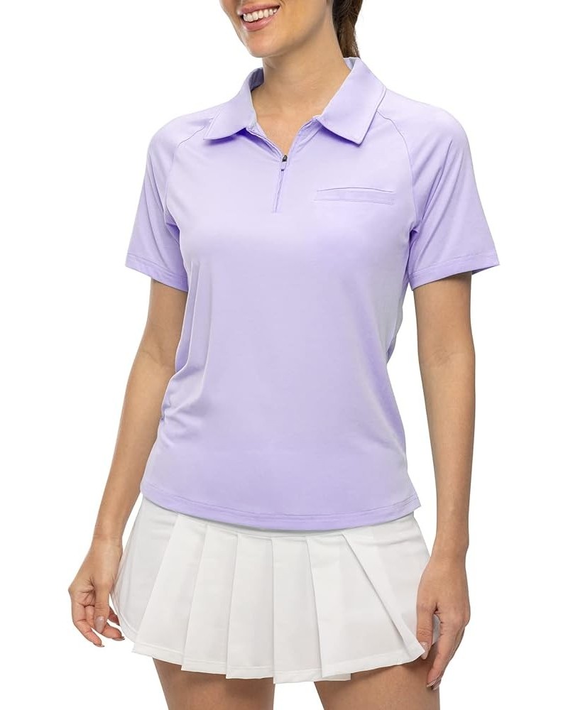 Women's Polo Shirts Short Sleeve UPF 50+ Zip Up Athletic Golf T Shirts Quick Dry Lightweight Tennis Sports Shirt Purple $10.7...