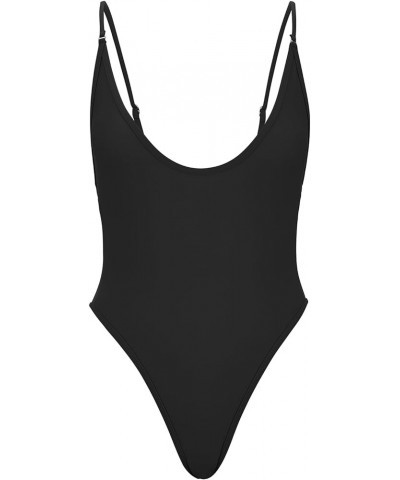 Women's One Piece Swimsuits Sexy V Neck Bathing Suit Open Back High Cut Swimwear Black $15.39 Swimsuits