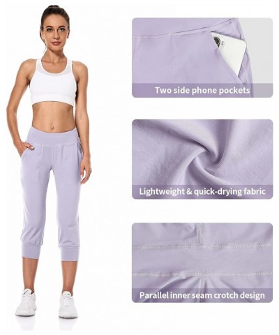 High Waisted Capri Joggers Pants for Women Athletic Cropped Yoga Running Pants with Pockets Lavender Purple XX-Large $14.26 P...