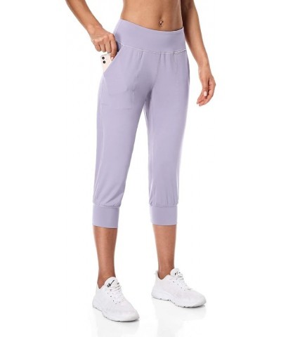 High Waisted Capri Joggers Pants for Women Athletic Cropped Yoga Running Pants with Pockets Lavender Purple XX-Large $14.26 P...