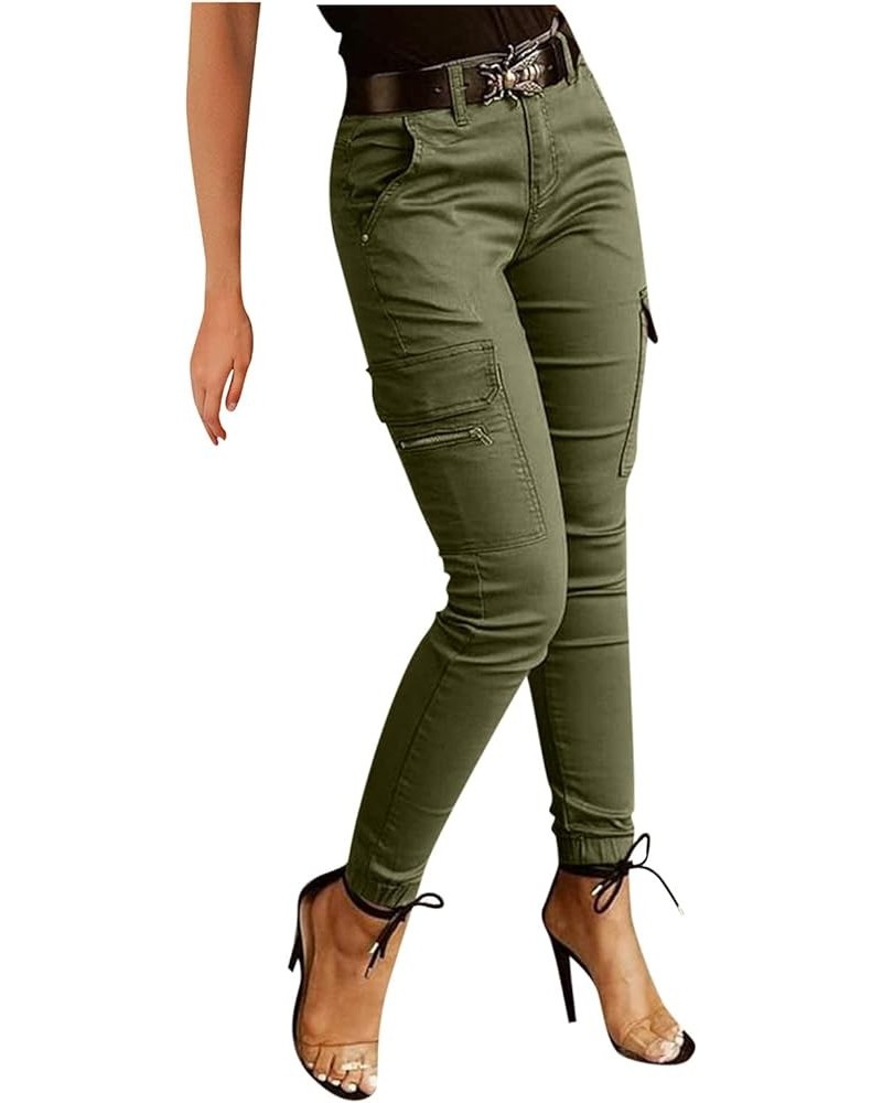 Women's High Waist Slim Fit Jogger Cargo Camo Pants for Women Without Matching Belt Army Green $7.79 Pants