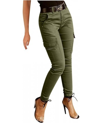 Women's High Waist Slim Fit Jogger Cargo Camo Pants for Women Without Matching Belt Army Green $7.79 Pants