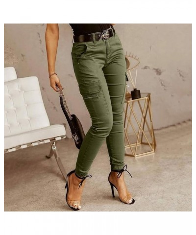 Women's High Waist Slim Fit Jogger Cargo Camo Pants for Women Without Matching Belt Army Green $7.79 Pants