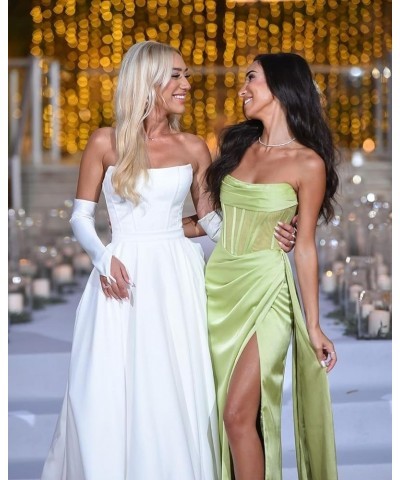 Cowl Neck Satin Prom Dresses for Women Corset Mermaid Bridesmaid Dresses Long with Slit Blush Pink $26.00 Dresses