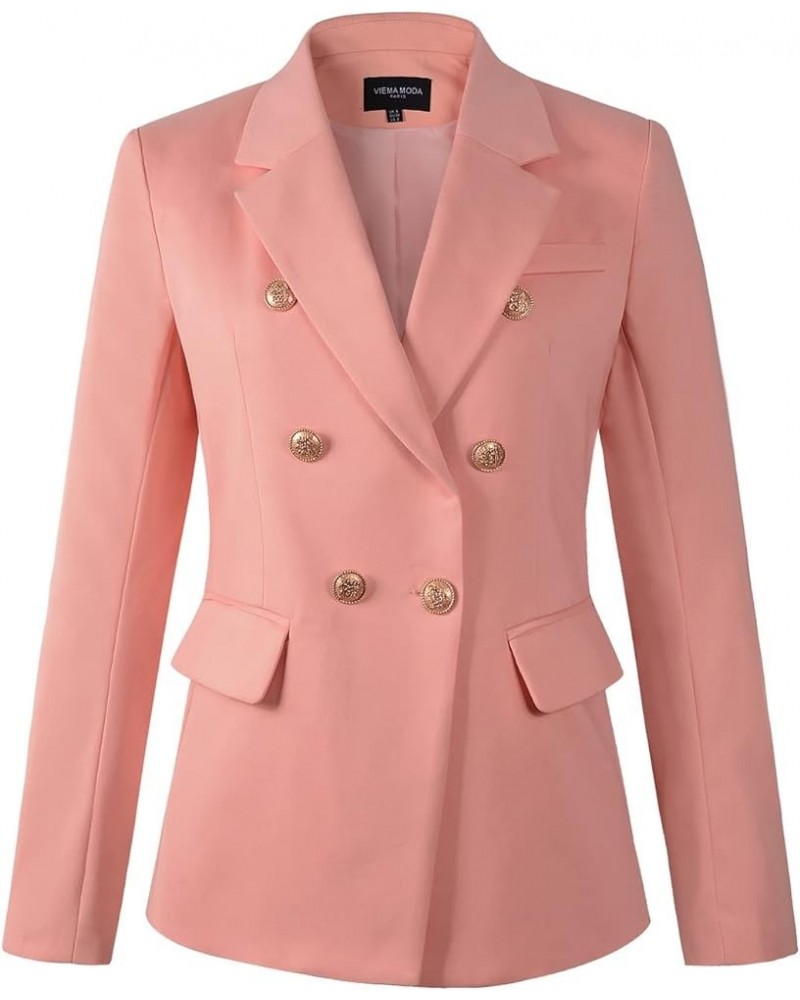 Womens Double Breasted Blazer Ladies Jacket Work Suit Pink $23.96 Suits