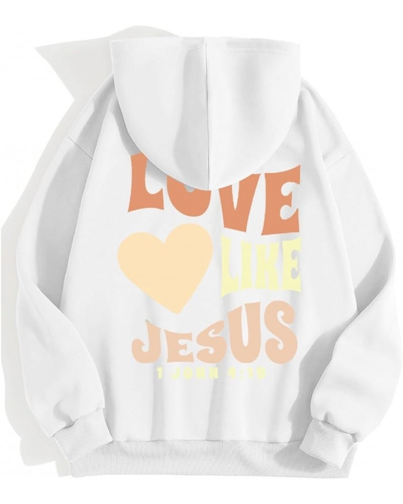 Love Like Jesus Hoodies for Women Long Sleeved Letter Print Jesus Faith Shirts Trendy Oversized Bible Quote Sweatshirts Women...