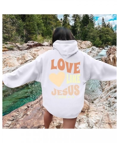 Love Like Jesus Hoodies for Women Long Sleeved Letter Print Jesus Faith Shirts Trendy Oversized Bible Quote Sweatshirts Women...