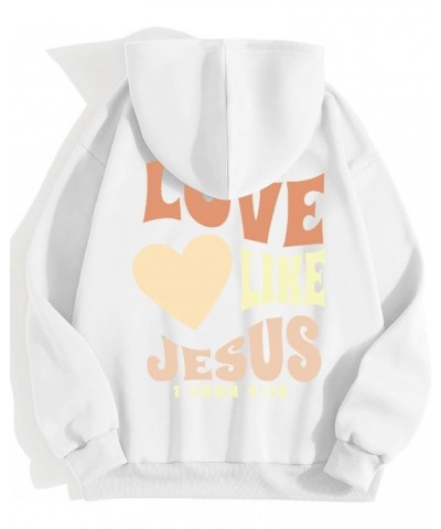 Love Like Jesus Hoodies for Women Long Sleeved Letter Print Jesus Faith Shirts Trendy Oversized Bible Quote Sweatshirts Women...