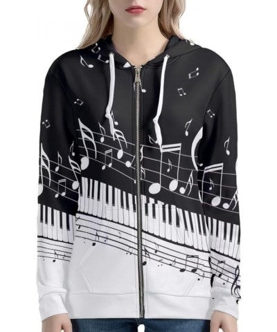 Yuuxorilu Womens Zip Up Hoodies Long Sleeve Fall Oversized Sweatshirts Y2K Jacket with Pockets Music Note Printed $19.88 Hood...