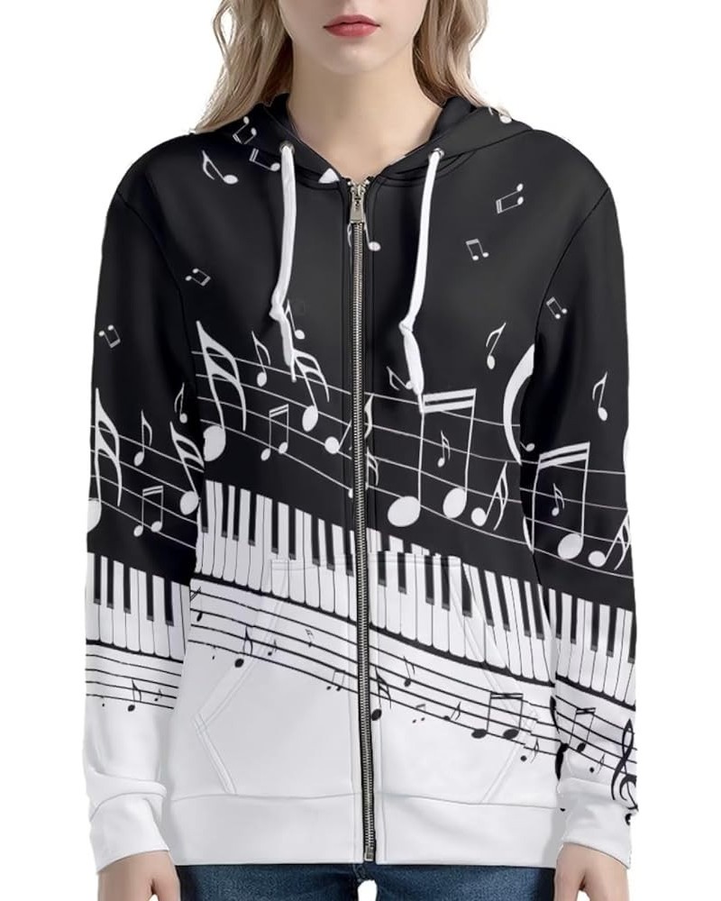 Yuuxorilu Womens Zip Up Hoodies Long Sleeve Fall Oversized Sweatshirts Y2K Jacket with Pockets Music Note Printed $19.88 Hood...