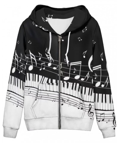 Yuuxorilu Womens Zip Up Hoodies Long Sleeve Fall Oversized Sweatshirts Y2K Jacket with Pockets Music Note Printed $19.88 Hood...