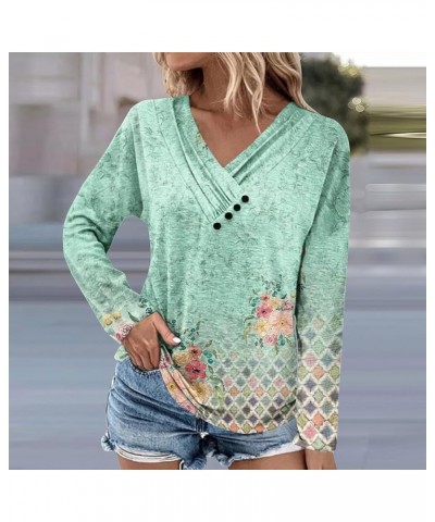 Fall Clothes for Women 2023 Trendy 3/4 Long Sleeve Shirts Button Crew Neck Blouses Dressy Casual Tops Tees Loose Fit Tshirts ...