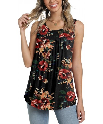 Women's 2023 Summer Sleeveless Tank Vest Casual Ruffle Tunic Top Loose Comfy Blouse T-Shirts 01brown Fl Black $14.53 Tanks