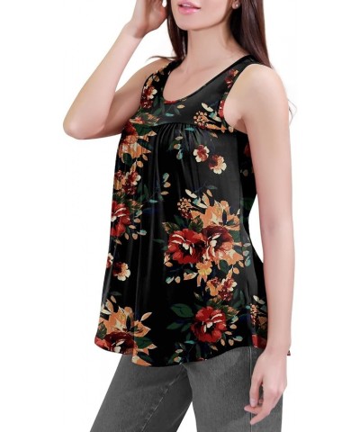 Women's 2023 Summer Sleeveless Tank Vest Casual Ruffle Tunic Top Loose Comfy Blouse T-Shirts 01brown Fl Black $14.53 Tanks