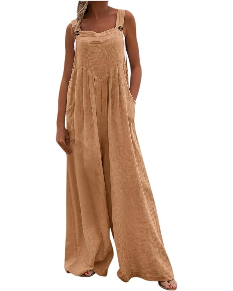 Overalls for Women Loose Casual Jumpsuits Trendy Comfy Rompers Stretchy Bib Jumpers Wide Leg Pants with Pocket Orange $11.19 ...