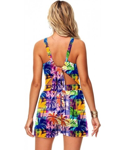 Womens Tie Back Rompers July 4th Romper Halter Neck Jumpsuit with Pockets Purple Coconut $11.88 Rompers