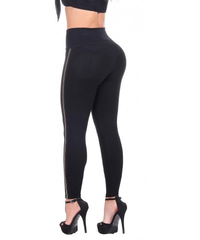 Black with Thin Line Leggings for Women with Internal Body Shaper and Butt Lifter Multiple Styles 1233/Black $26.22 Leggings