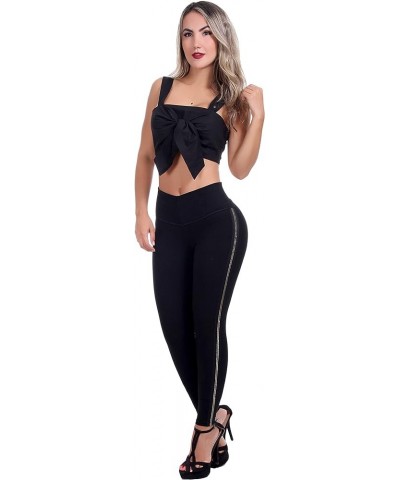 Black with Thin Line Leggings for Women with Internal Body Shaper and Butt Lifter Multiple Styles 1233/Black $26.22 Leggings