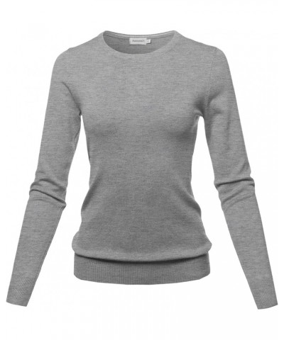 Women's Solid Basic Viscose Nylon Crew Neck Sweater Top Aawswl0015 Heather Gray $16.19 Sweaters