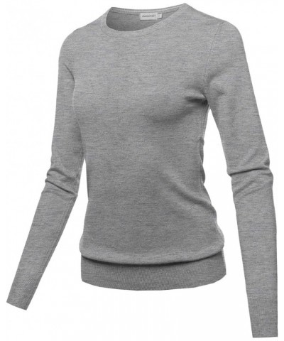 Women's Solid Basic Viscose Nylon Crew Neck Sweater Top Aawswl0015 Heather Gray $16.19 Sweaters