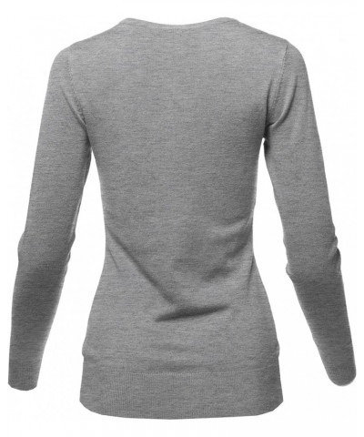 Women's Solid Basic Viscose Nylon Crew Neck Sweater Top Aawswl0015 Heather Gray $16.19 Sweaters