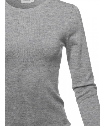 Women's Solid Basic Viscose Nylon Crew Neck Sweater Top Aawswl0015 Heather Gray $16.19 Sweaters